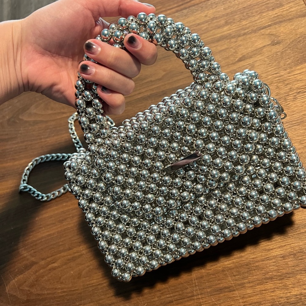 Silver Hand Beaded Purse - Picture 5 of 5